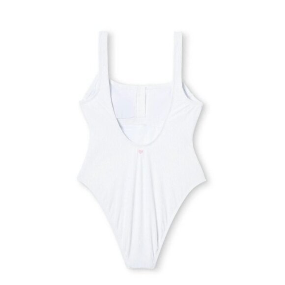 Stoney Clover Lane White Ribbed Henley One-Piece Swimsuit Size Small - Picture 4 of 8